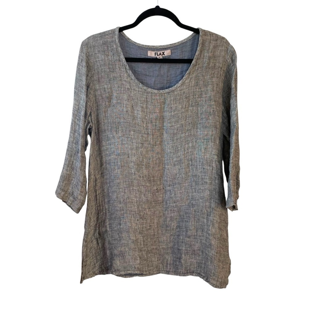 Flax Women's Linen Minimalist Lagenlook Popover Tunic Blouse S